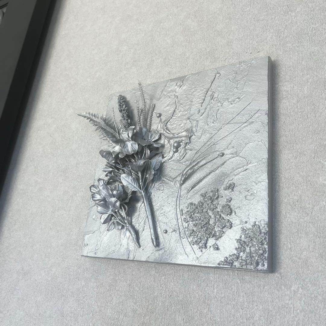モダンアート 花 24×24㎝ テクスチャーアート 現代アート 絵画