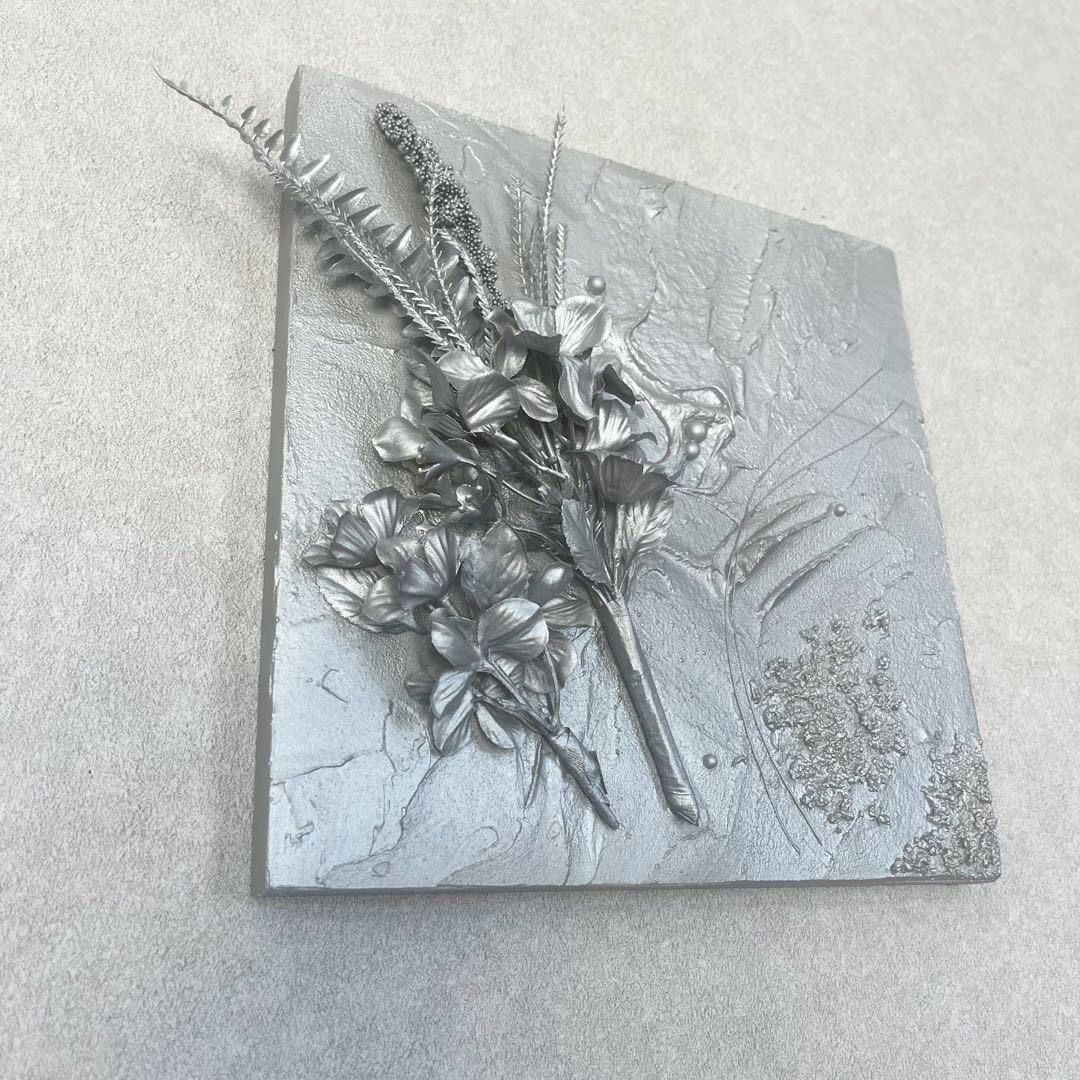 モダンアート 花 24×24㎝ テクスチャーアート 現代アート 絵画