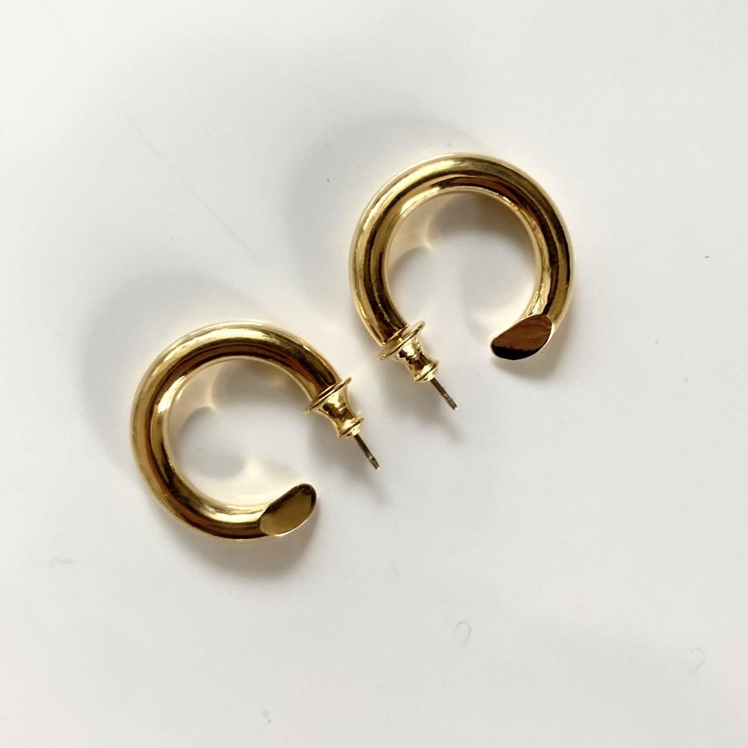 ゴールド【 4mm×23mm 】18k ゴールドフープピアス シルバー925
