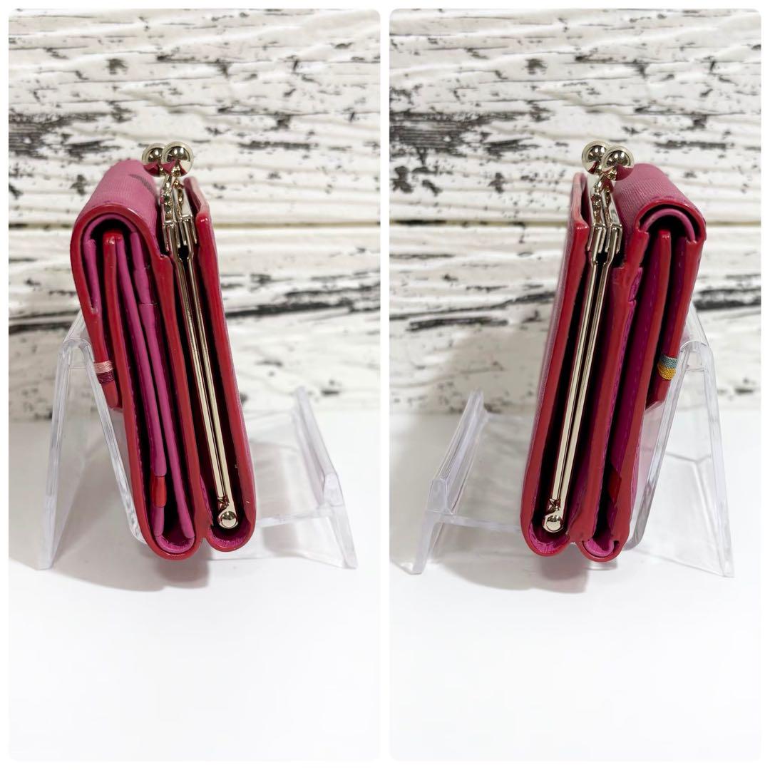 【未使用】ポールスミス ハイライト ステッチ 二つ折り 財布 がま口 ピンク 未使用】ポールスミス ハイライト ステッチ 二つ折り 財布