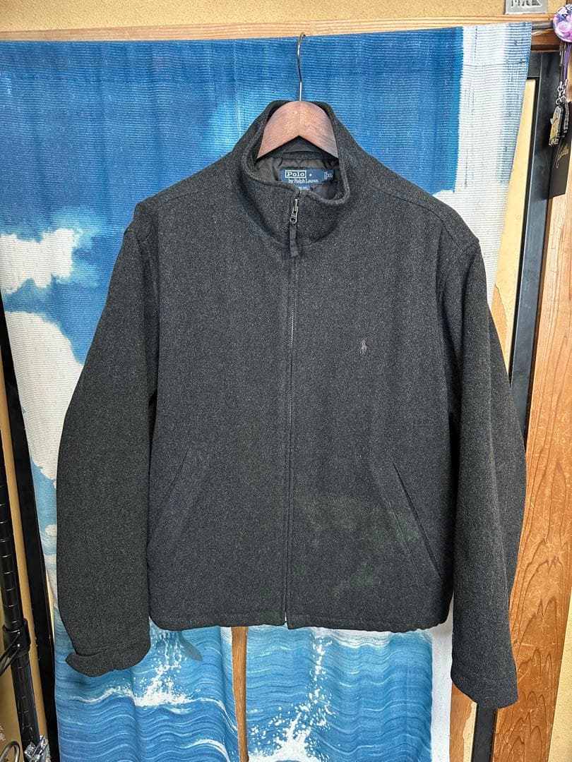 Ralphlauren ダークグレー ウールジャケット 同色ポニー