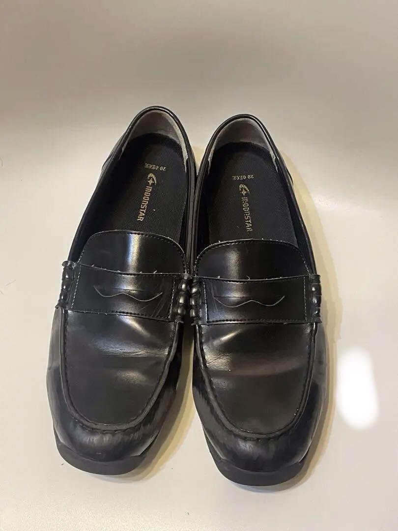 Moonstar 黒 レザー ローファー