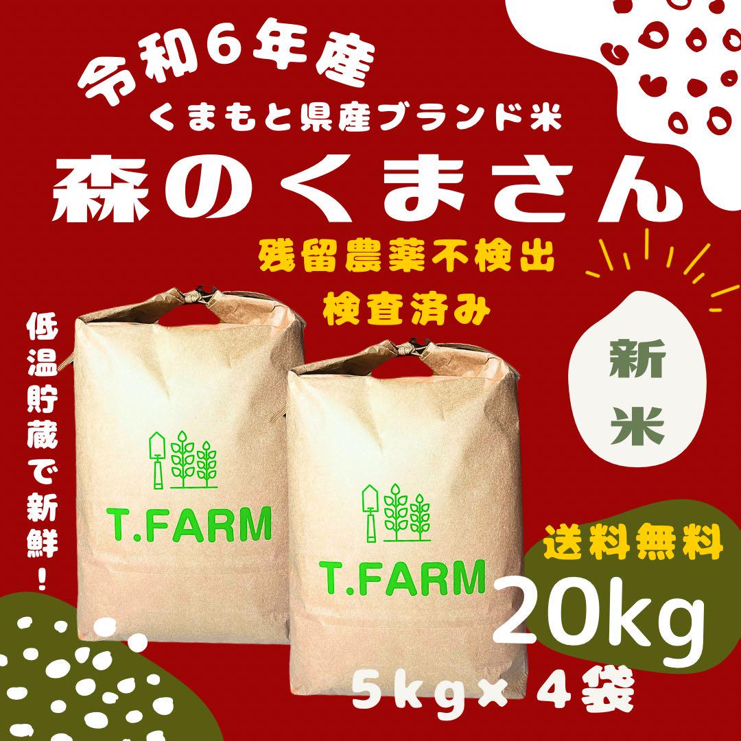令和6年産　新米　森のくまさん20キロ　白米・無洗米・玄米　熊本県産　農家直送
