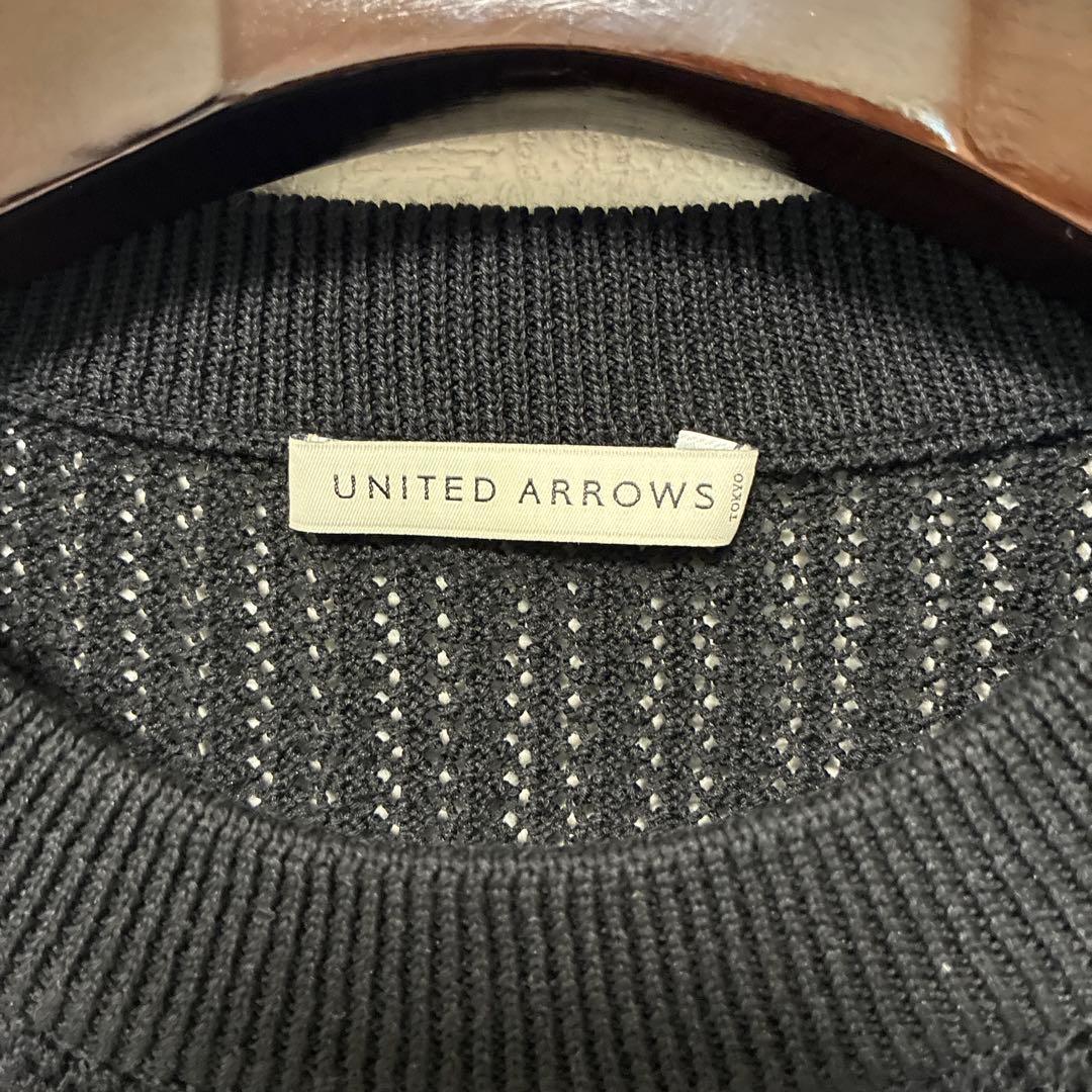 UNITED ARROWS メッシュ編み ブラックニットセーター