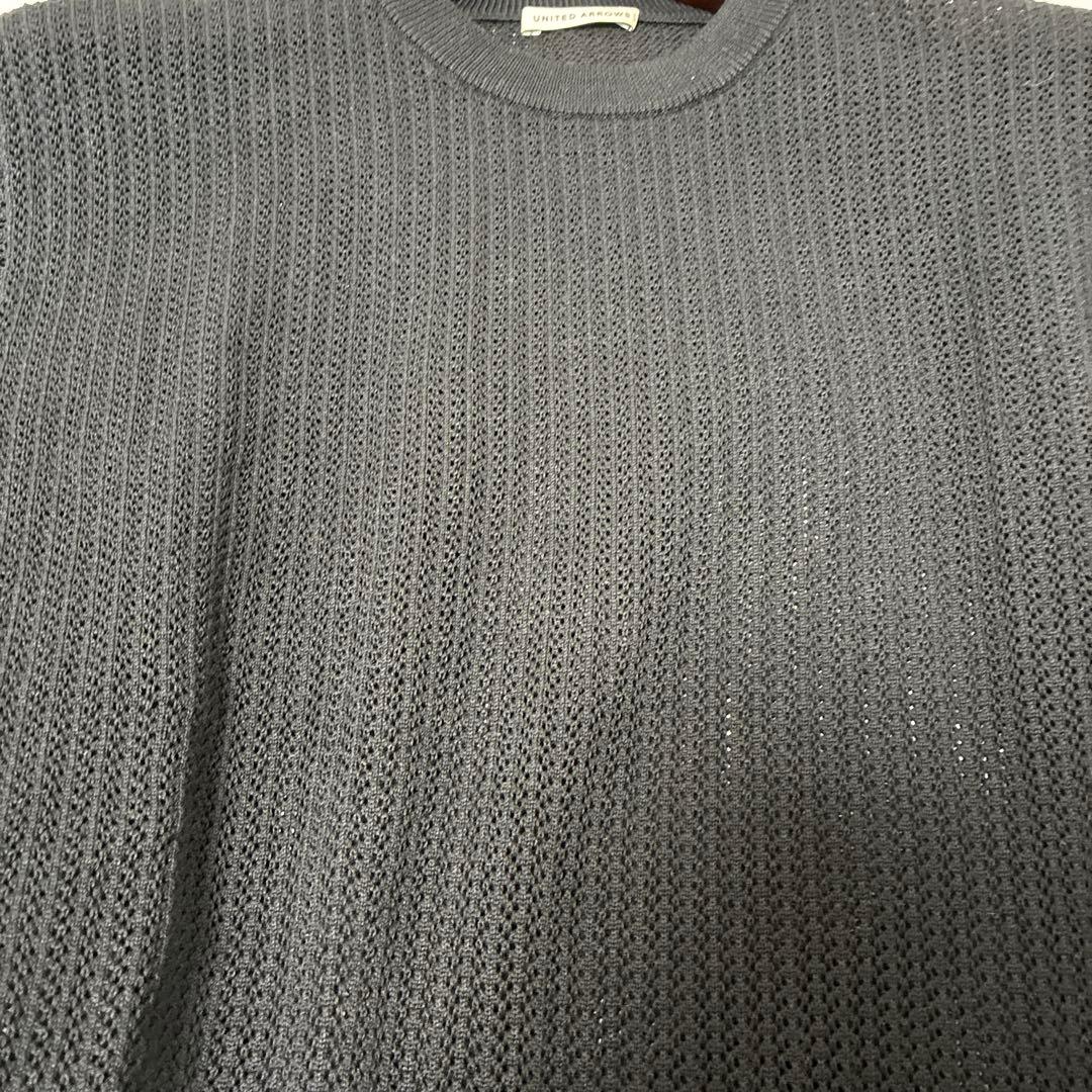 UNITED ARROWS メッシュ編み ブラックニットセーター