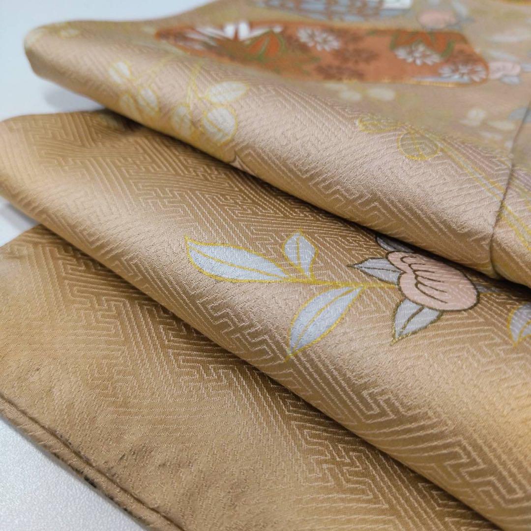金駒刺繍 金彩 波模様 三つ紋 色留袖 正絹 AK-4944 着物・浴衣