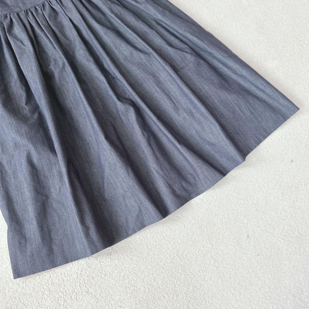 極美品✨現行タグ プラダ パフスリーブロングフレアワンピース デニム インディゴ