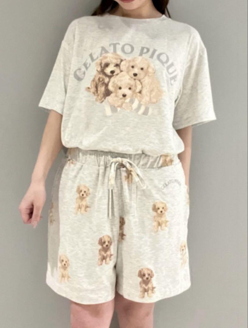 ジェラートピケ　トイプードル柄ショートパンツ　Tシャツ　セット