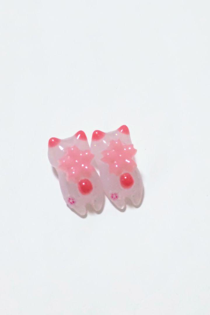 レジンパーツ ぐで猫2匹セット#1260✨イヤリング、ピアス、チャームに◎