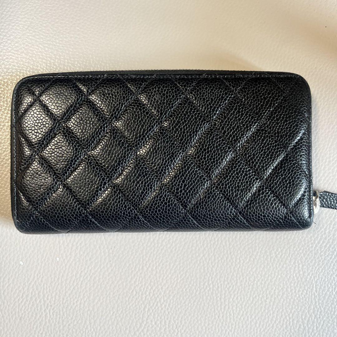 CHANEL マトラッセ　キャビアスキン　財布　ラウンド