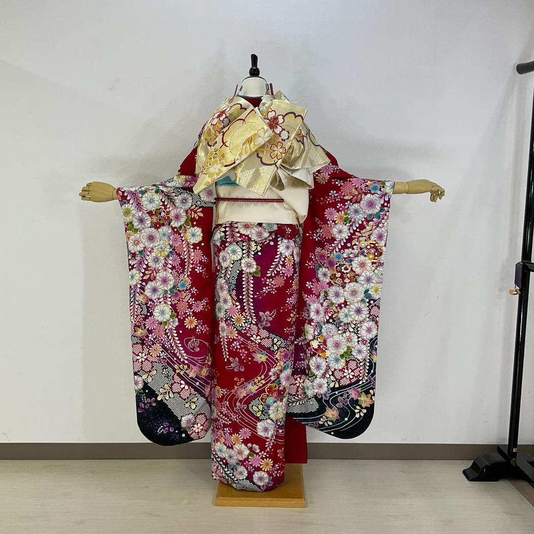 蝶と牡丹が華やか振袖フルセット成人式前撮り長襦袢と半衿はつき