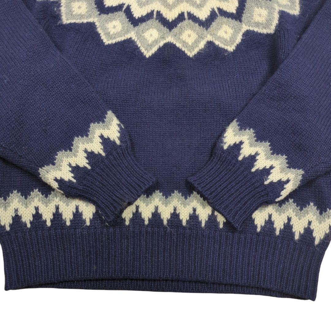 80s L.L.Bean ノルディック柄 ウール ニット 肉厚 ネイビー M