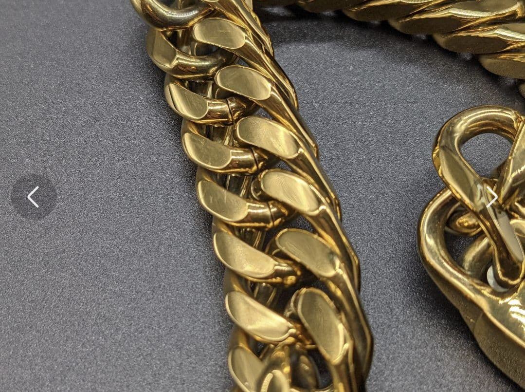 サージカルステンレス　6面ダブル　 喜平チェーン　ゴールド ブレスレット