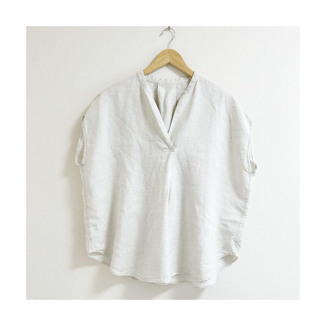 m182_IENA 美品✨22SS☘️リネンノースリーブスキッパーシャツ 麻100