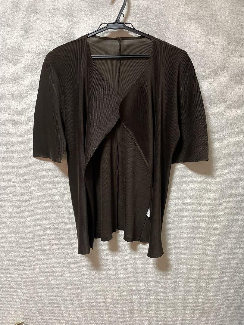 issey miyake プリーツ　半袖　カーディガン