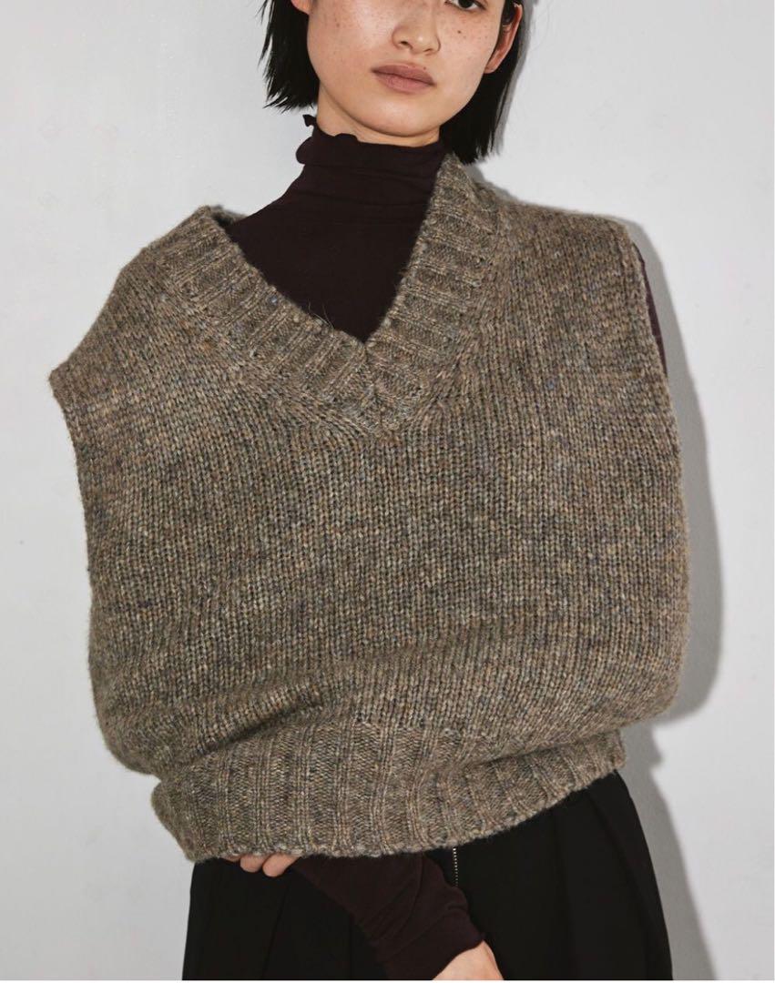 【送料無料（一部地域を除く）】 Knit Yarn Mottle Vest レディース ベージュ トップス