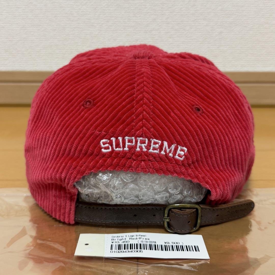 Supreme Fine Wale Corduroy S Logo 6-Panel Cap Hat Red SS21