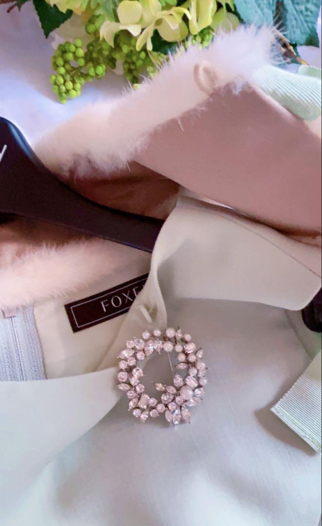 FOXEY - FOXEY 27万2022年ミンク襟リリーワンピース 40 極美品