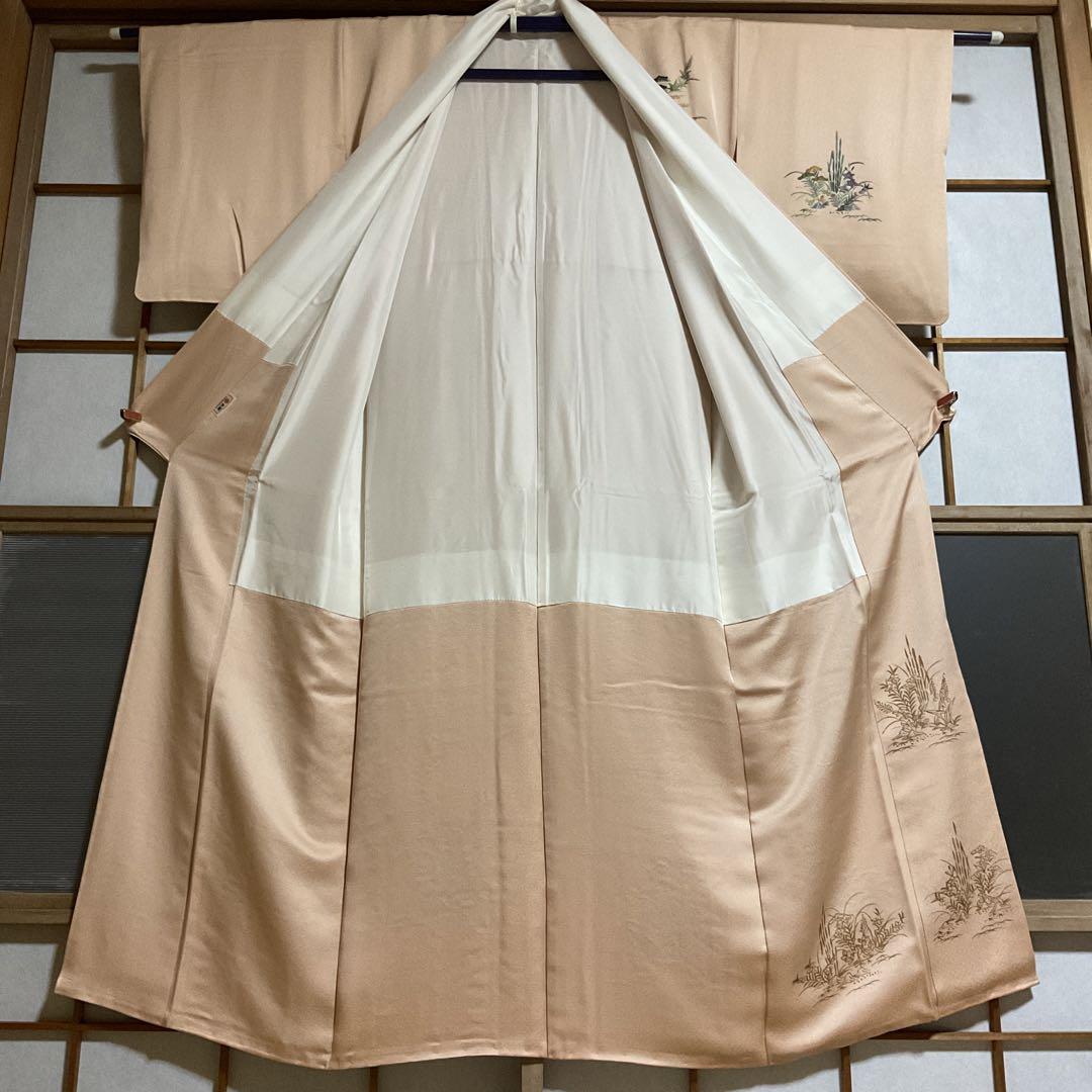 色留袖 訪問着 着物 正絹 袷 紋なし 加賀友禅 梶山伸 落款 花の