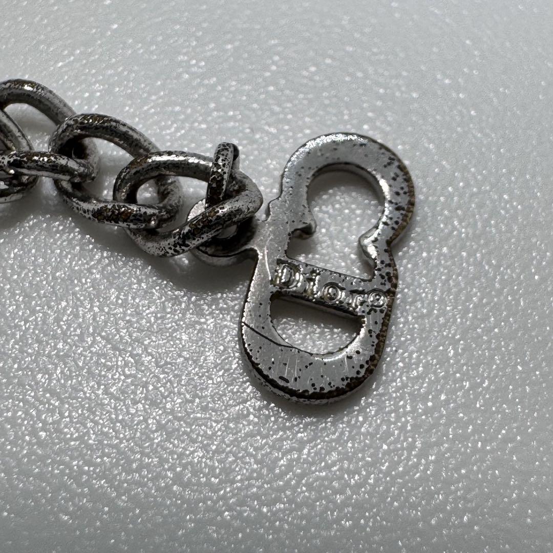 Dior ディオール　ネックレス　立体ロゴ　ストーン　シルバー