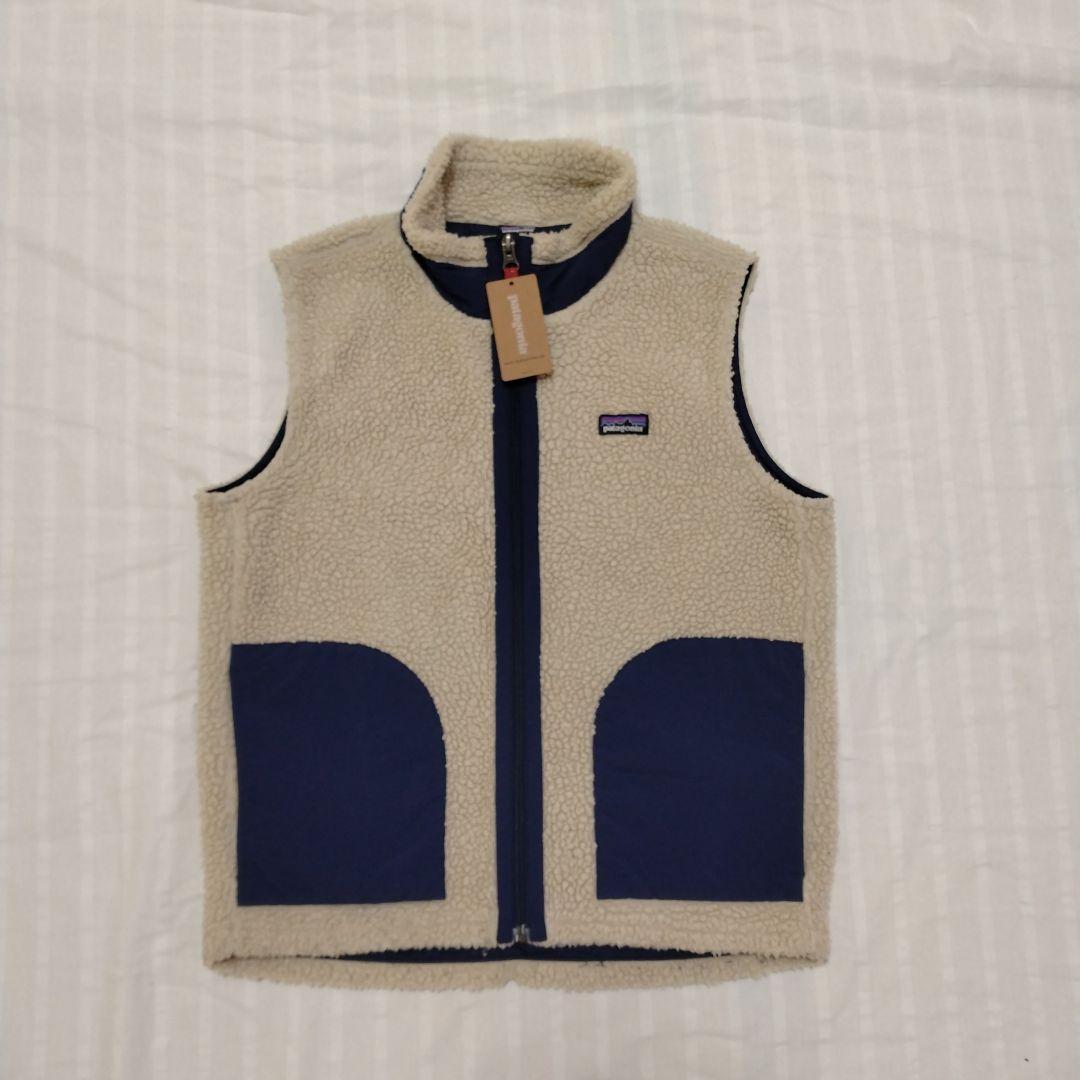 patagonia フリースベスト ベージュ|ネイビー140cm・patagonia