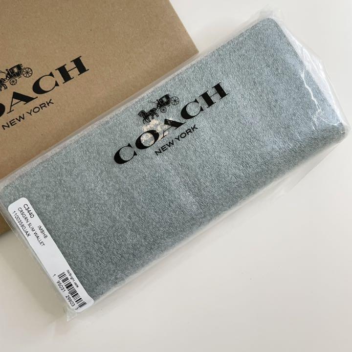 COACH コーチ 長財布 グリーン 緑色 スリム長財布