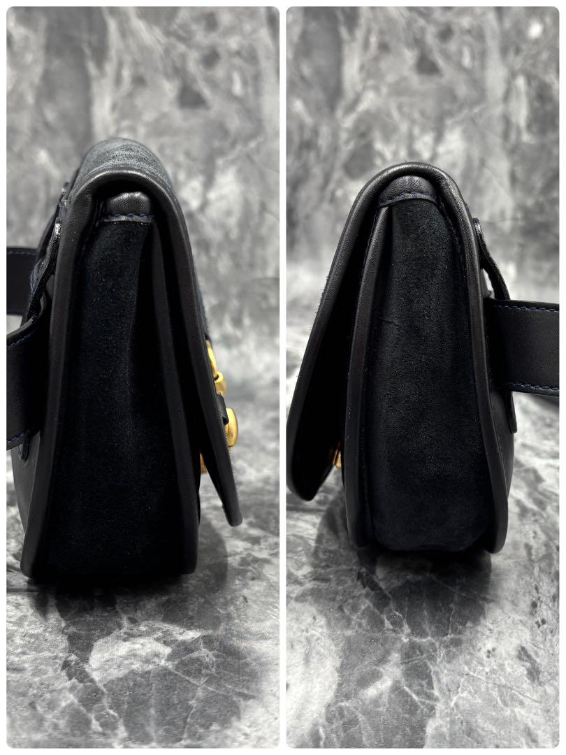 ✨美品✨GUCCI ホースビット ボディバッグ レザー スエード ネイビー
