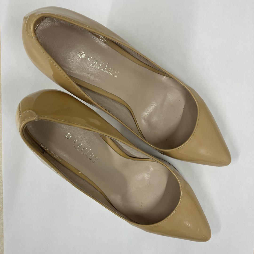 carino ベージュ ポインテッドトゥ 7cmハイヒール