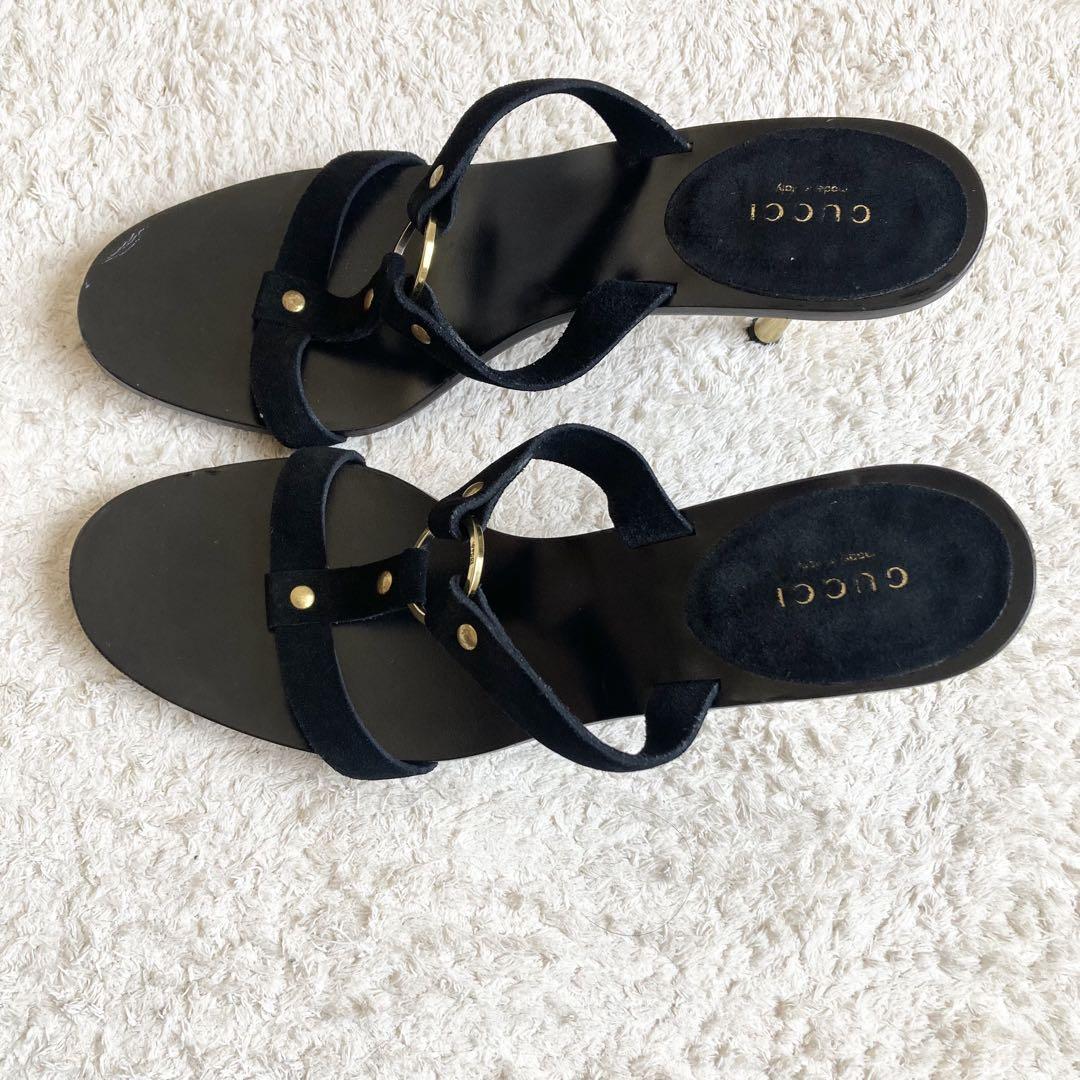 GUCCI ハイヒール　サンダル　スエード　レザー　金金具