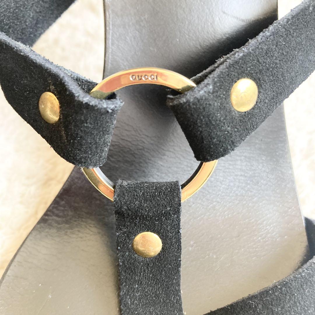 GUCCI ハイヒール　サンダル　スエード　レザー　金金具