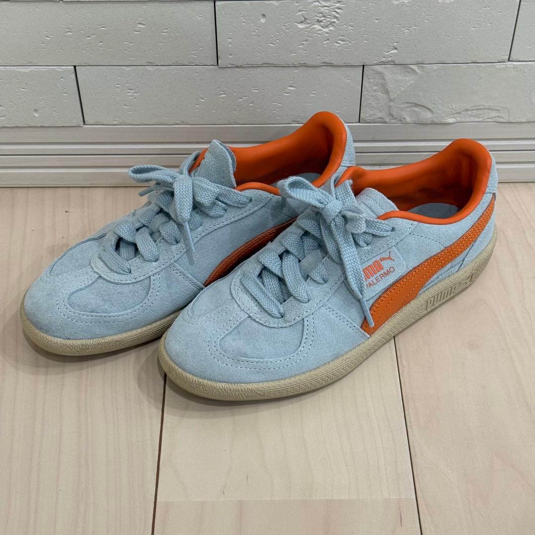 PUMA プーマ パレルモ 23.5cm 水色×オレンジ 美品