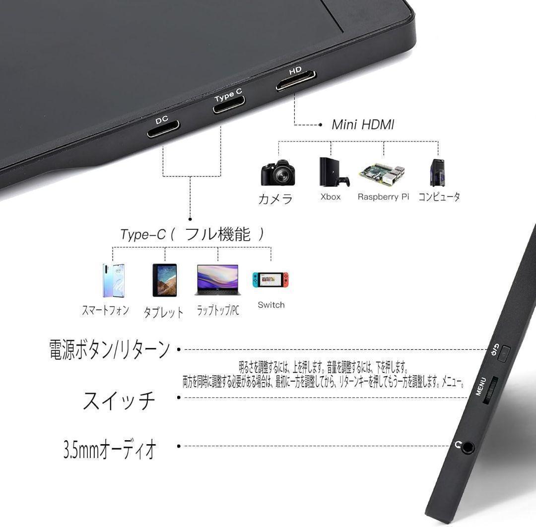 モバイルモニター 15.6インチ 1920x1080 FHD IPS液晶パネル
