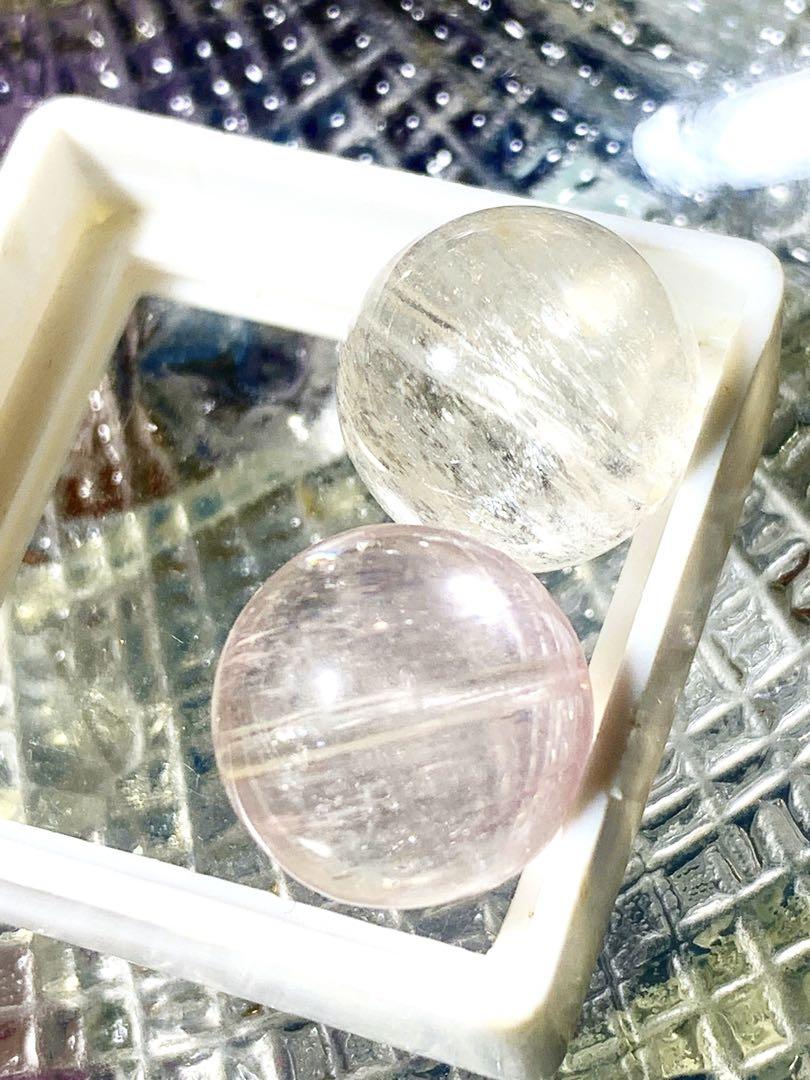 美品クンツァイト2個セット♡♡透明度高め✨️ビーズ・アクセサリー道具・材料