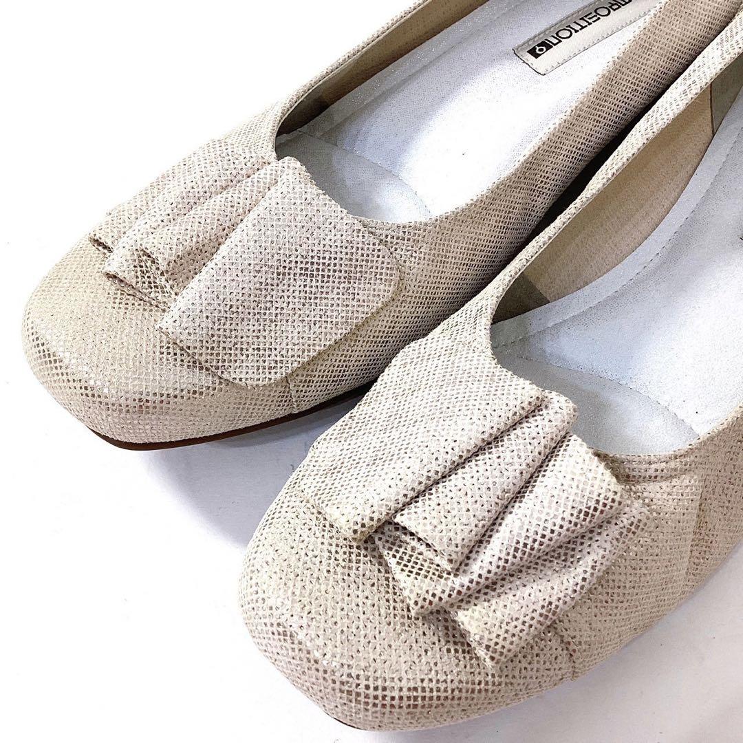 新品✨コンポジション9 リボンモチーフ　コンフォートパンプス ゴールド　26cm