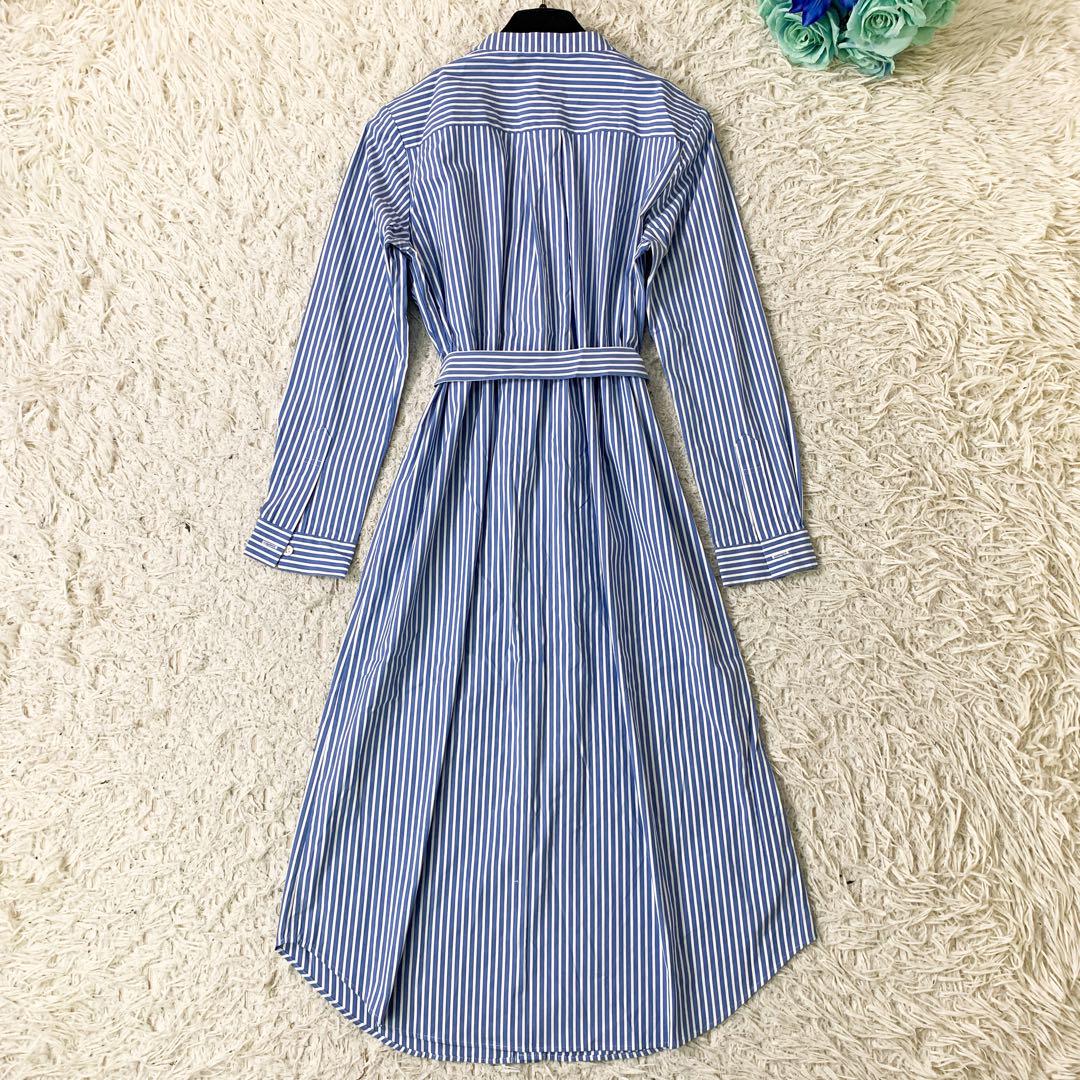 肌触りがいい セオリーリュクス ロングシャツワンピース ストライプ バンド トップス