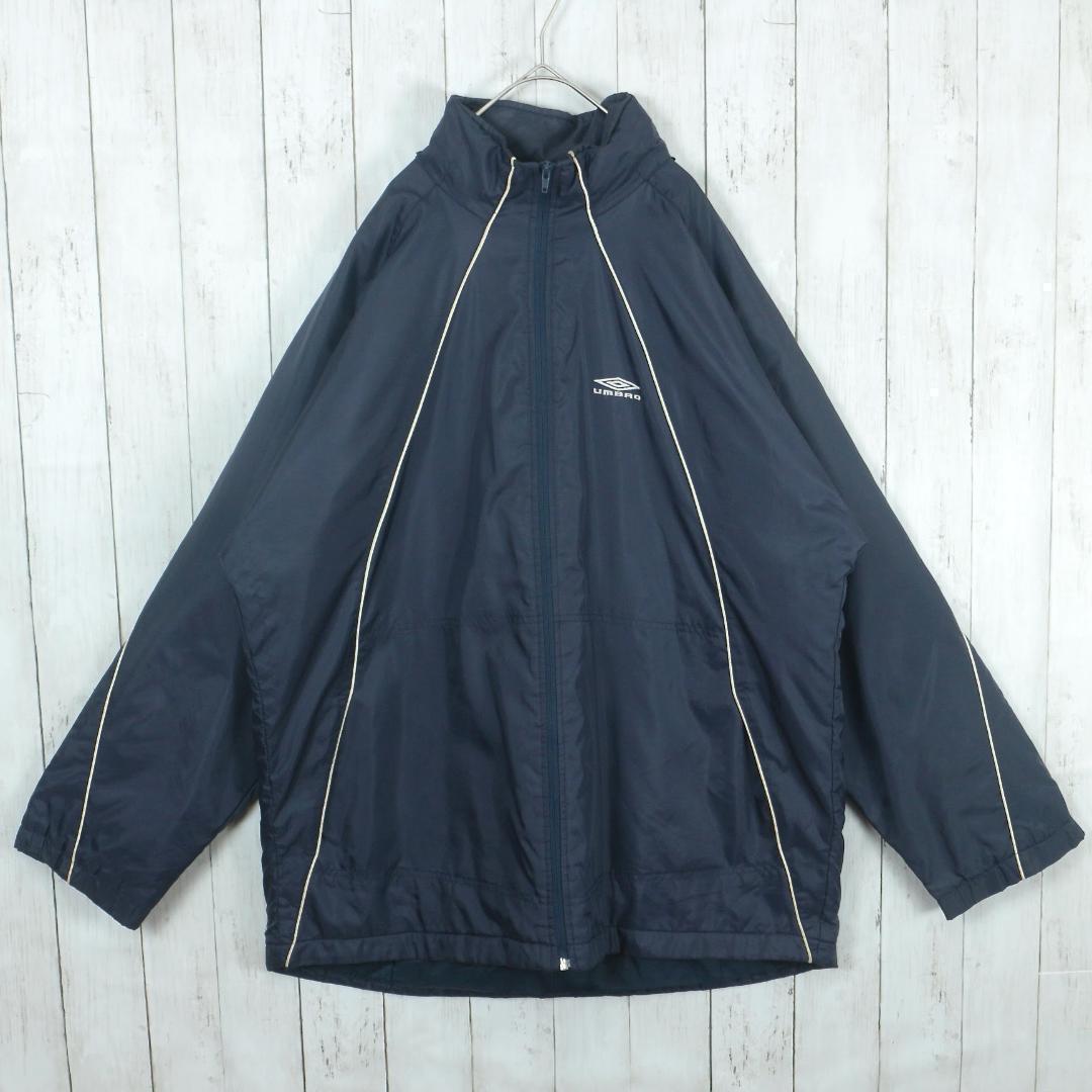 希少◎アンブロ 90s ネイティブ柄 ナイロンジャケット L ボルドー ネイビー 希少】アンブロ ナイロンジャケット XL 入手困難 中綿 刺繍ロゴ