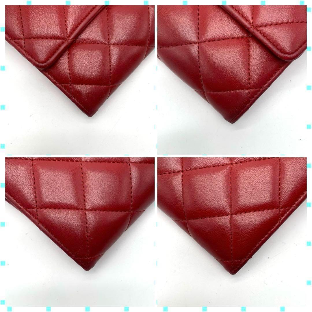 CHANEL マトラッセ 長財布 二つ折りココマーク ラムスキン 赤