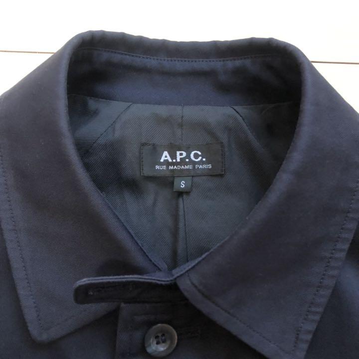 A.P.C. ステンカラーコート S ネイビー コットン バルマカーンコート 長期保管品 A.P.C. バルマカーンコート コットン ネイビー S ステンカラーコート ステンカラーコート