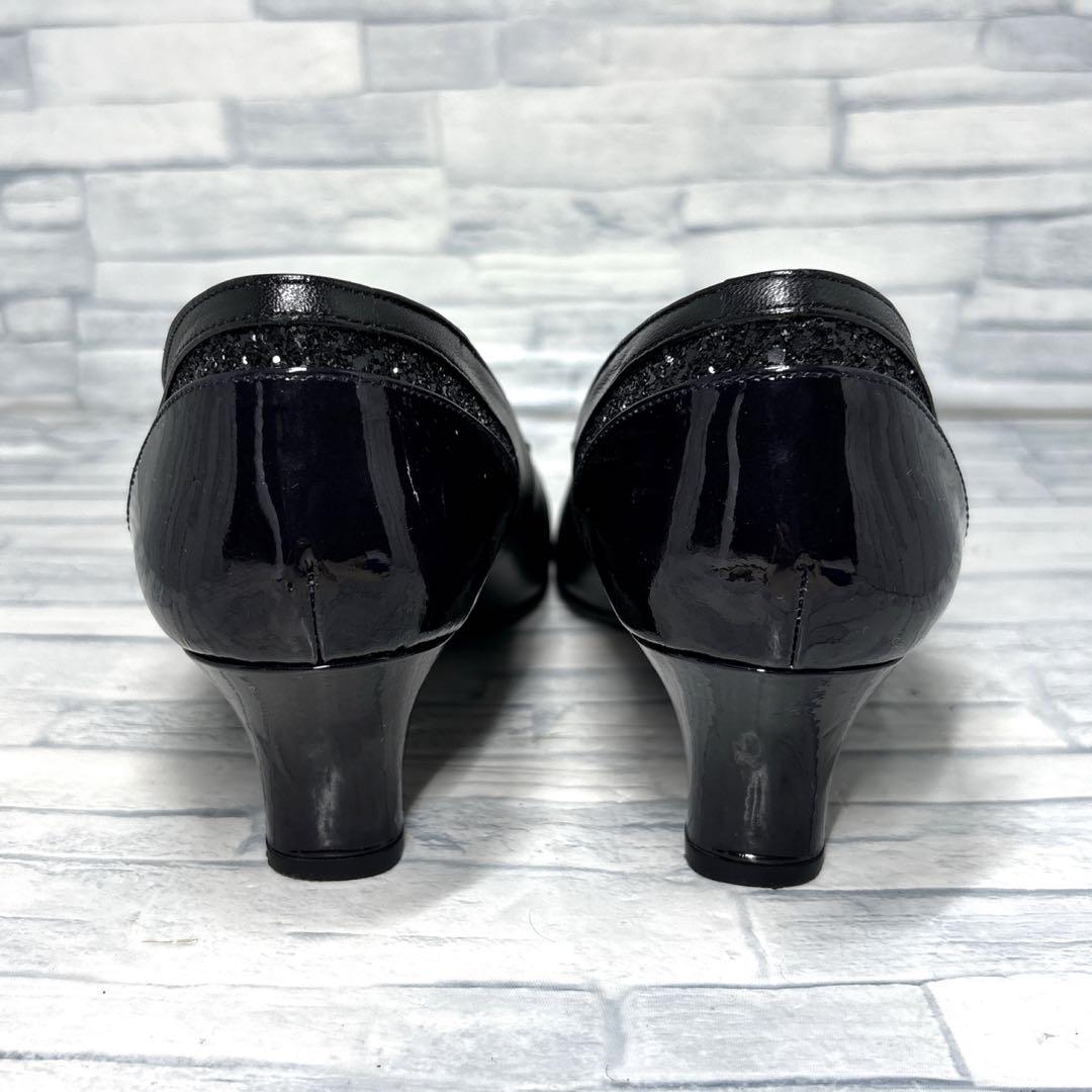 ✨美品✨リズラフィーネ パンプス グリッター 日本製 ブラック 23.5cmEE