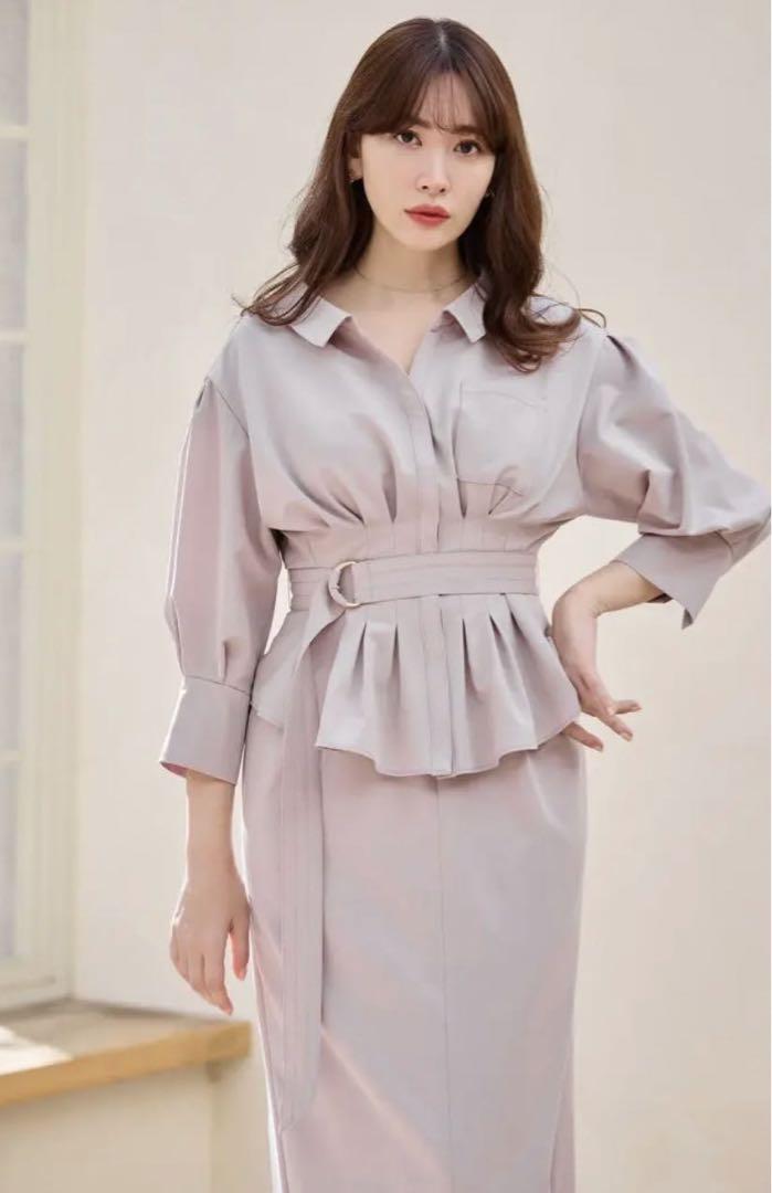 Belted Denim Effect Shirt Dress Mサイズ Belted Denim Effect Shirt Dress