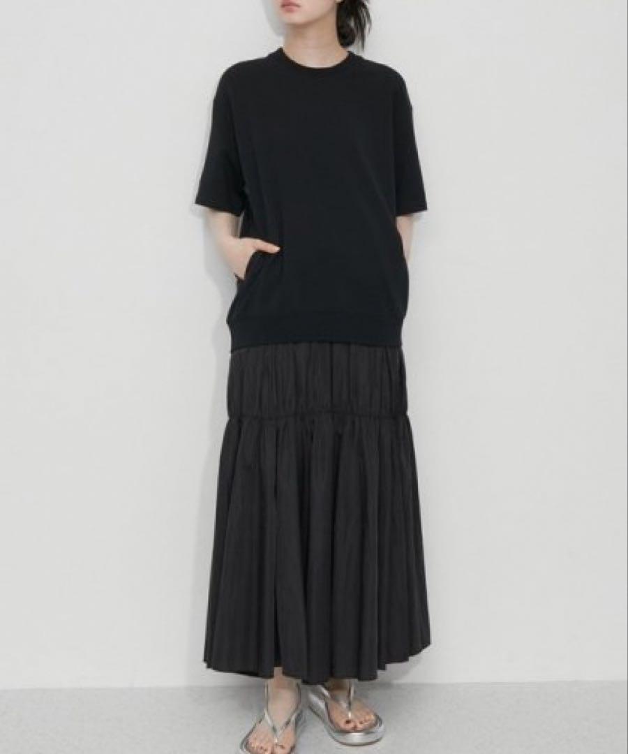 ADAM ET ROPE【洗える】ミニ裏毛Tシャツドッキングワンピース