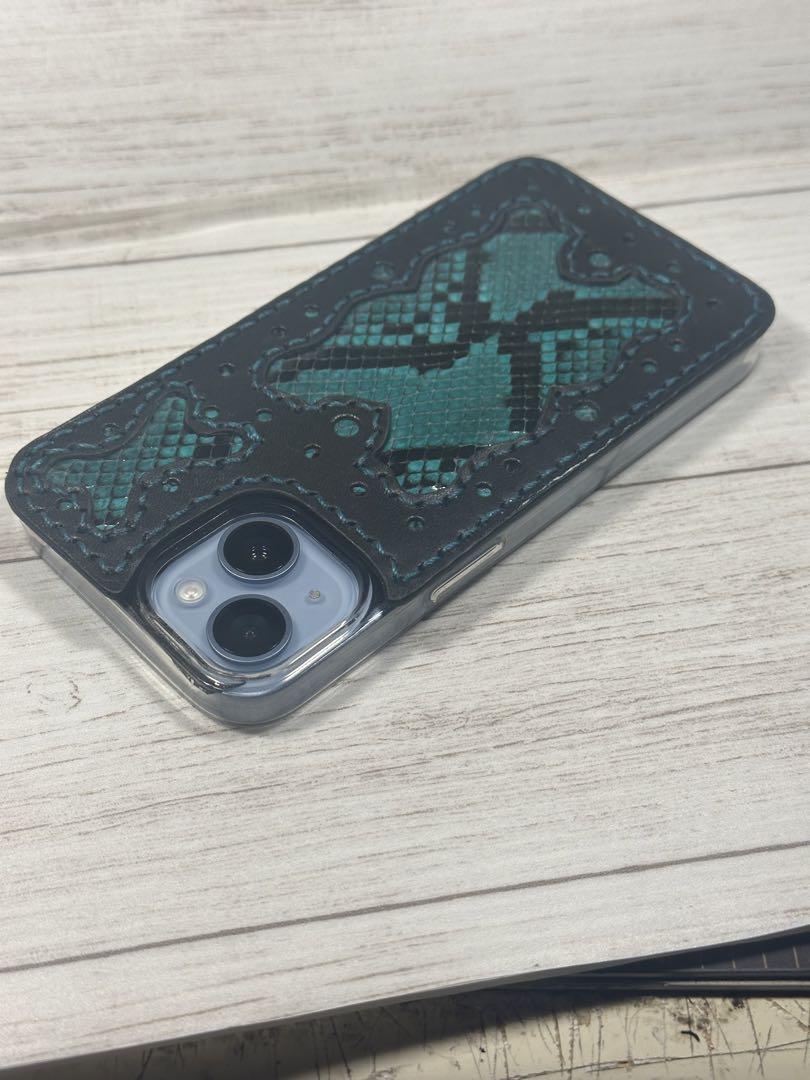 iPhoneケース スマホケース パイソン レザークラフト ハンドメイド