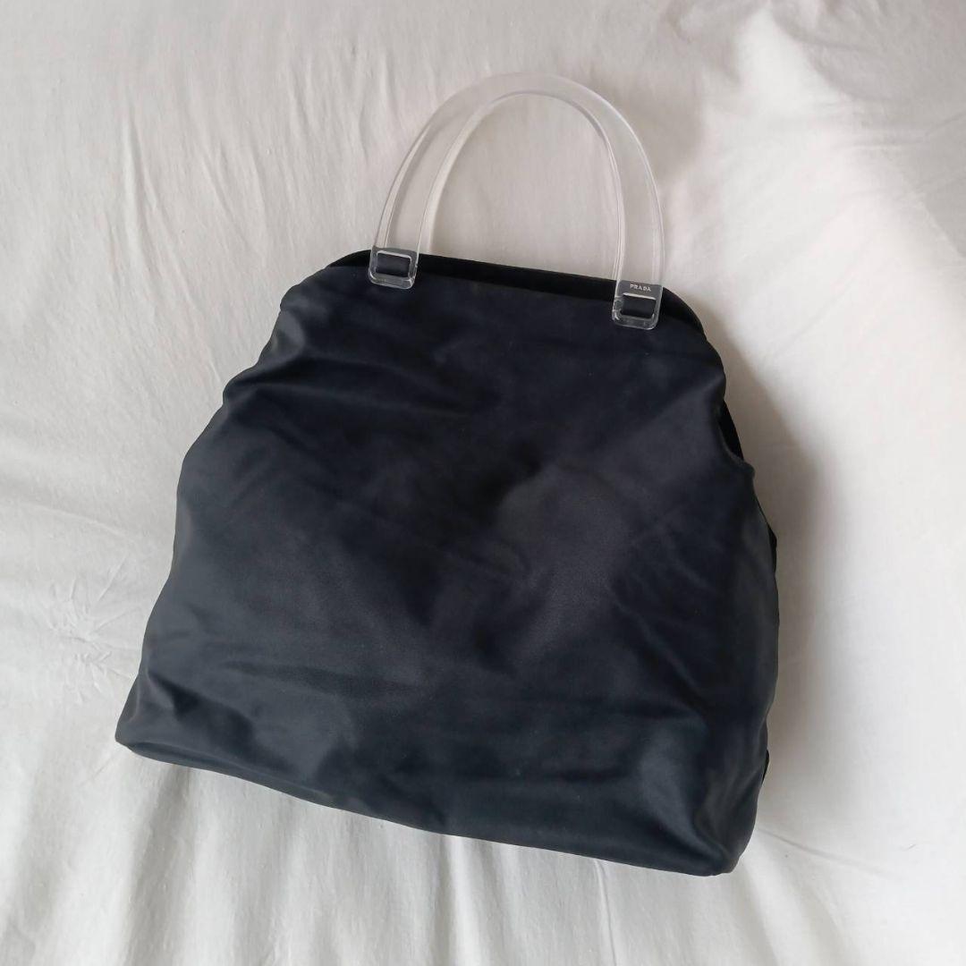 半額 50％OFFの通販 ナイロン プラダ PRADA クリアハンドル ハンドバッグ ブラック バッグ