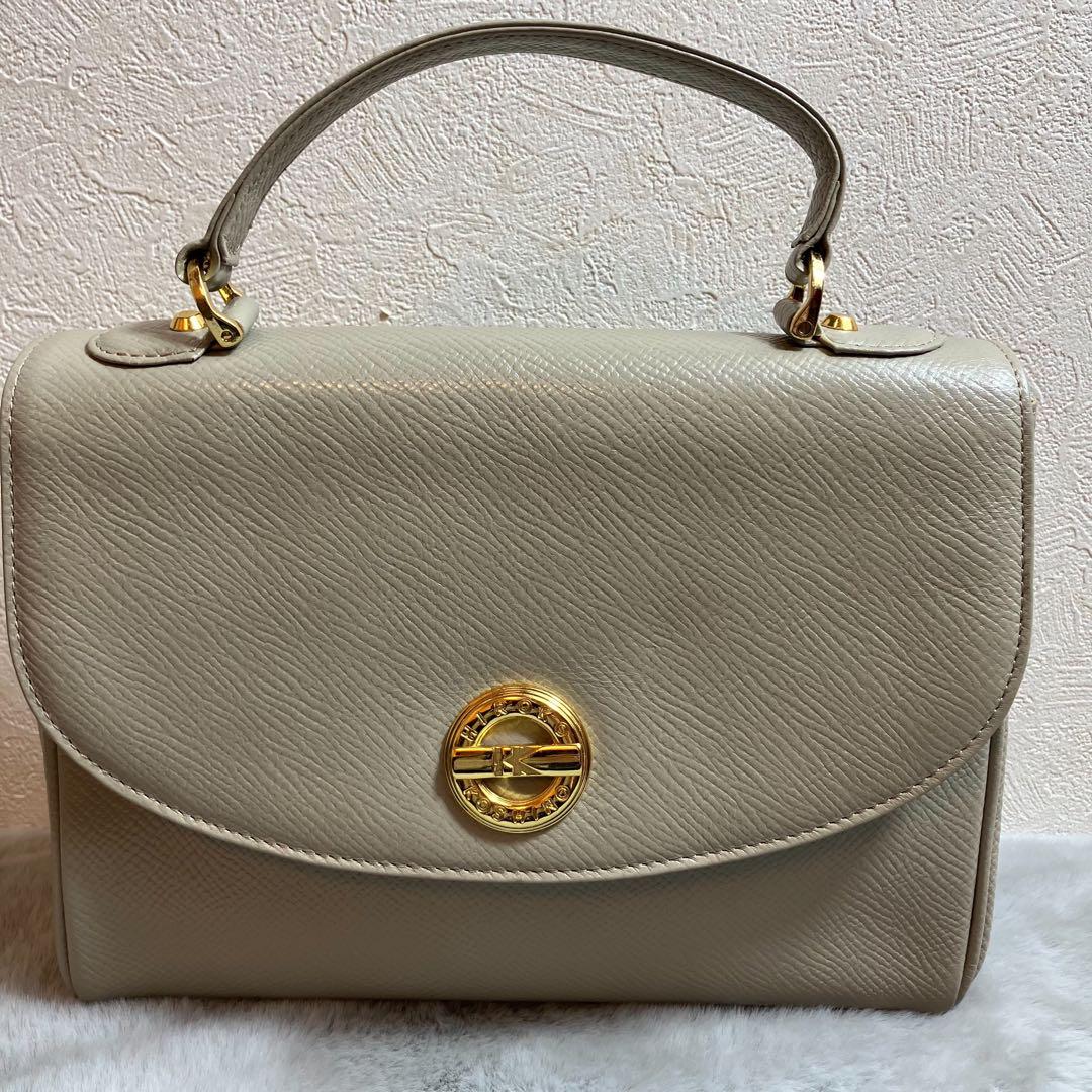 HIROKO KOSHINO ヒロココシノ ハンドバッグ ゴールド金具 グレー