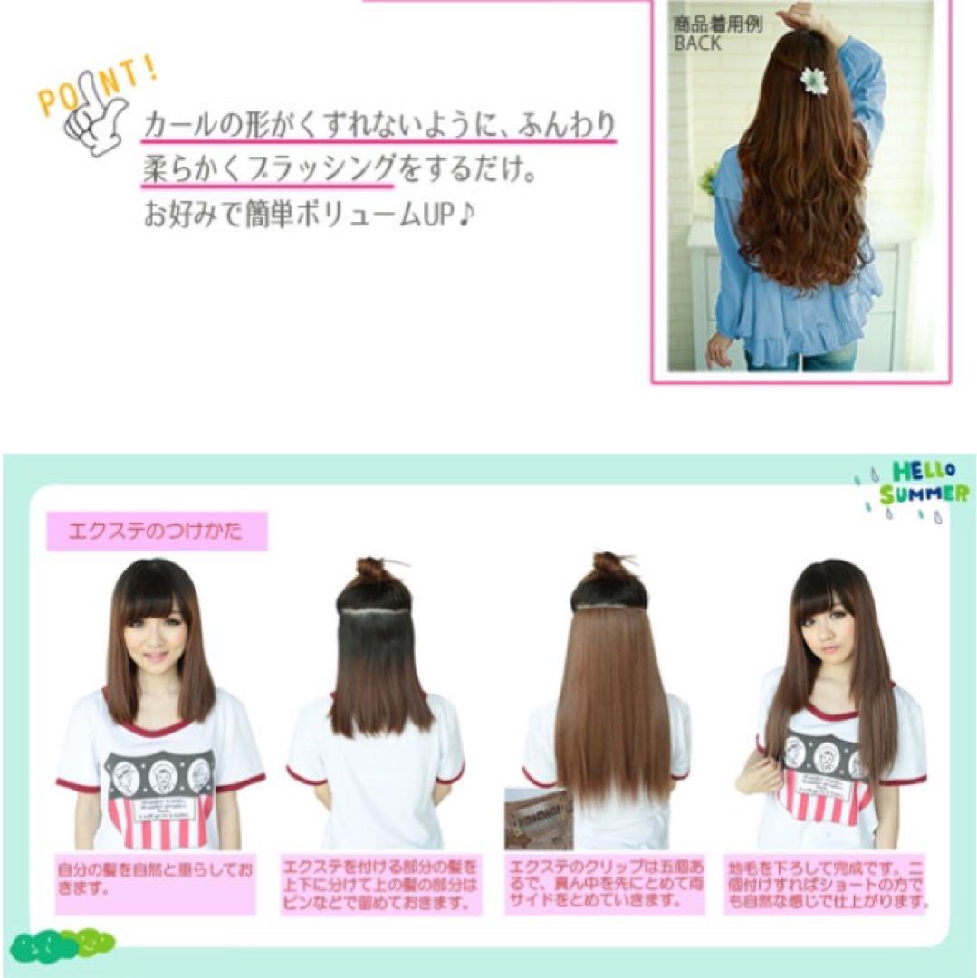 メッシュ　ハーフ　エクステ　ウィッグ　つけ毛　ロング　ストレート