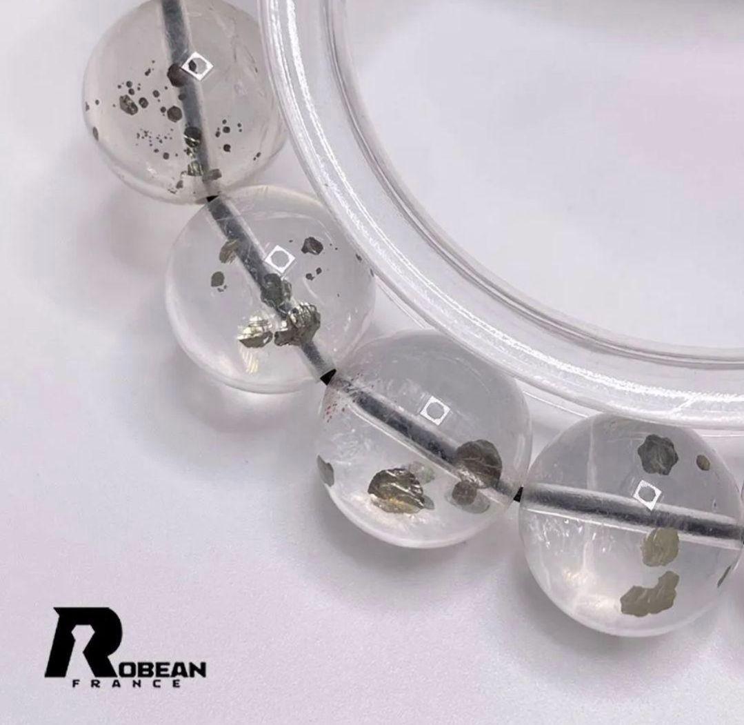 マーカサイトインクォーツパワーストーン ブレスレット 約12.8-13.3mm