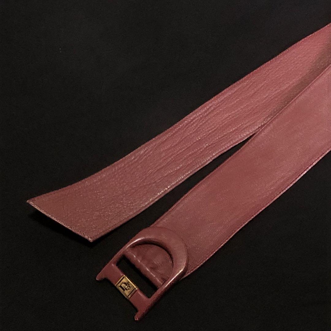 未使用 極美品 Christian Dior ワインレッド レザーサッシュベルト