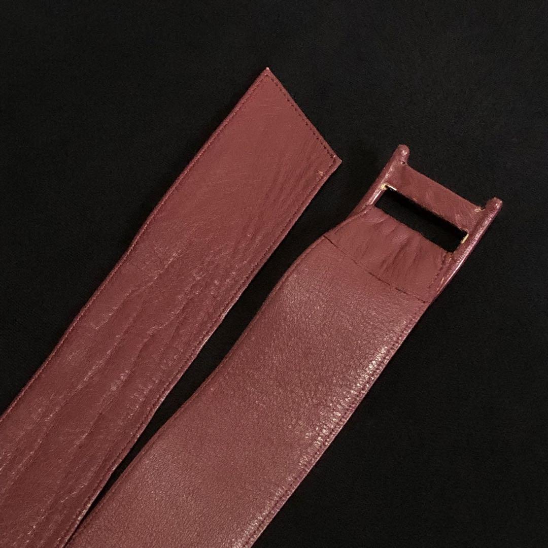 未使用 極美品 Christian Dior ワインレッド レザーサッシュベルト
