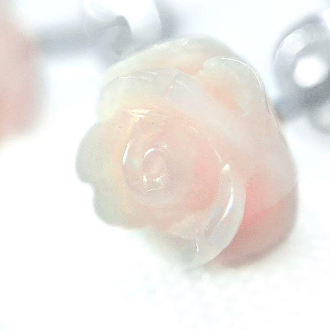 【めっちゃ変わる】 薔薇 バラ ピンク ローズ ピアス コモンオパール k14wg アクセサリー