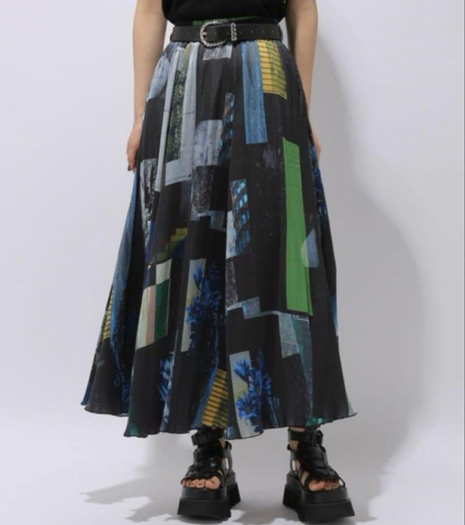 【美品】HARE フォトコラージュ　プリーツスカート　ブラック